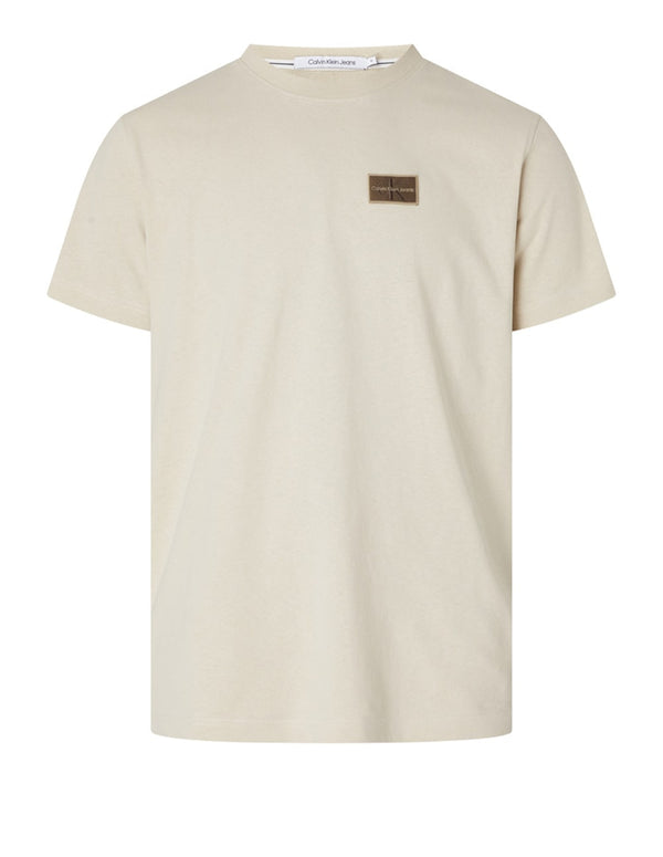 Camiseta Calvin Klein Jeans Shrunken con Logo Beige Hombre