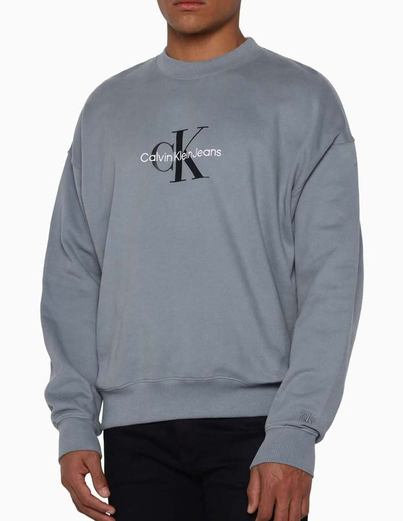 Sudadera Calvin Klein Jeans Oversized con Logo Gris Hombre