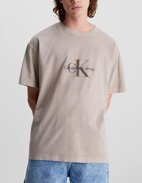 Camiseta Calvin Klein Jeans Relaxed Monogram Beige Hombre