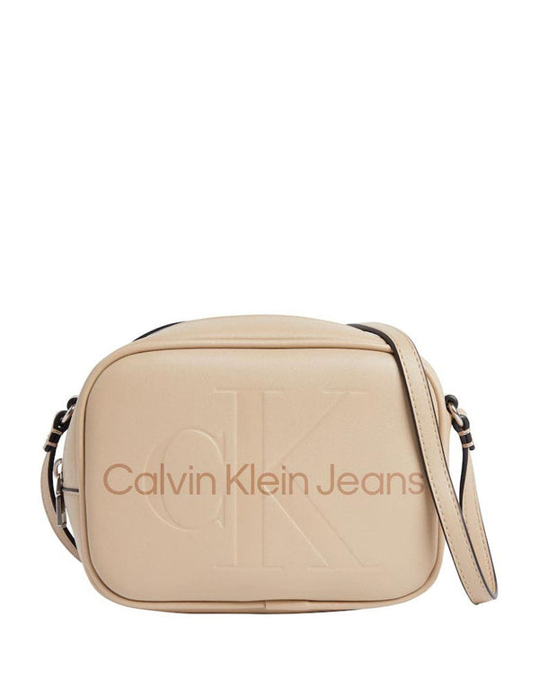 Bolso Calvin Klein Jeans con Logo Beige Mujer 13 x 18 x 7