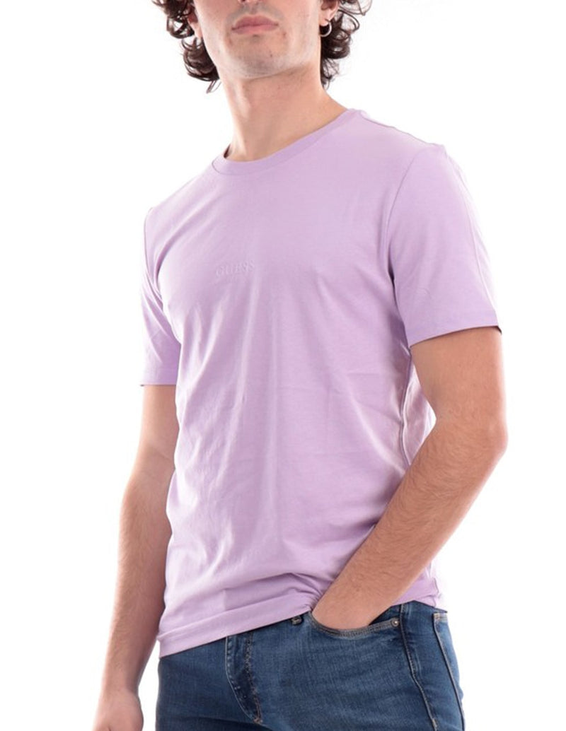 GUESS Men's Purple Fit T-shirt with Logo