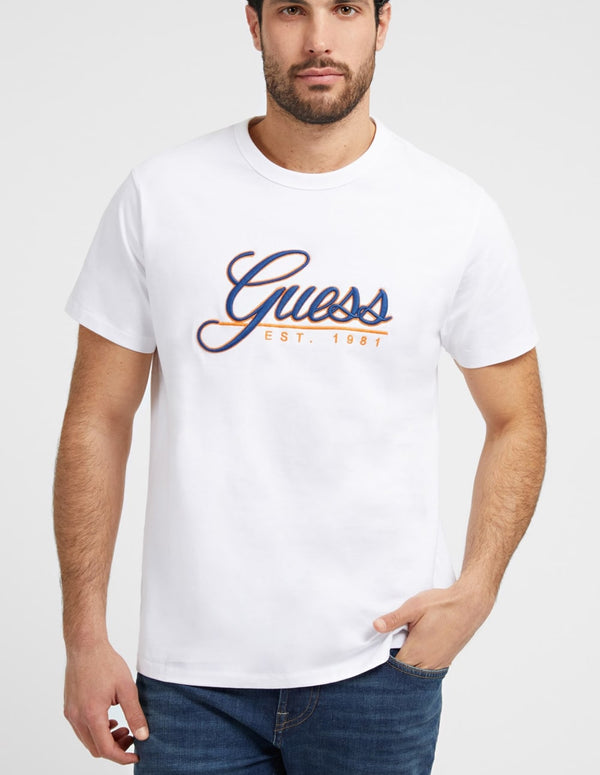 Camiseta GUESS con Logo Bordado Blanca Hombre