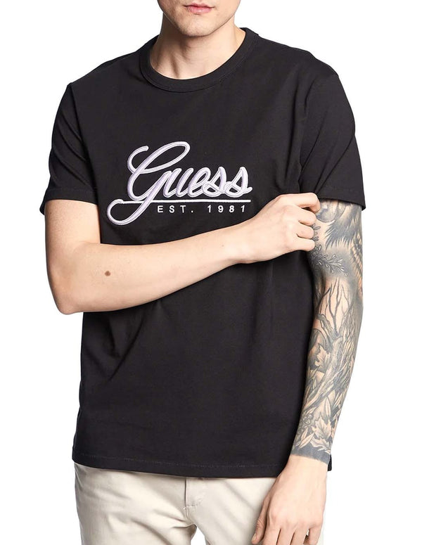 Camiseta GUESS con Logo Bordado Negra Hombre