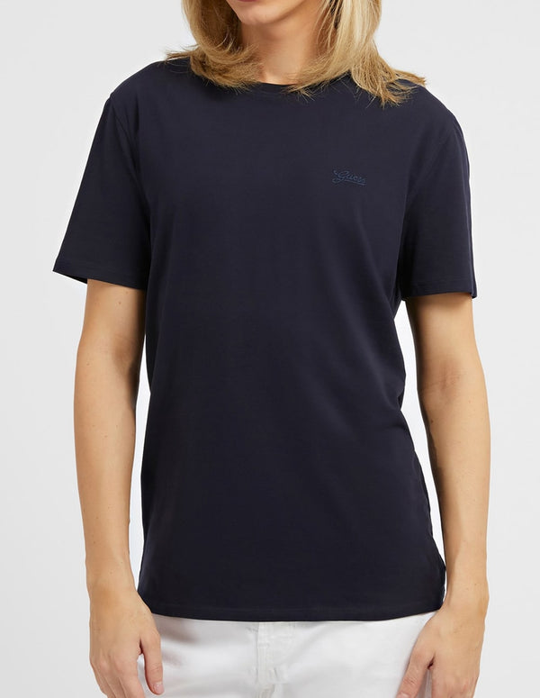 Camiseta GUESS con Logo Bordado Azul Marino Hombre