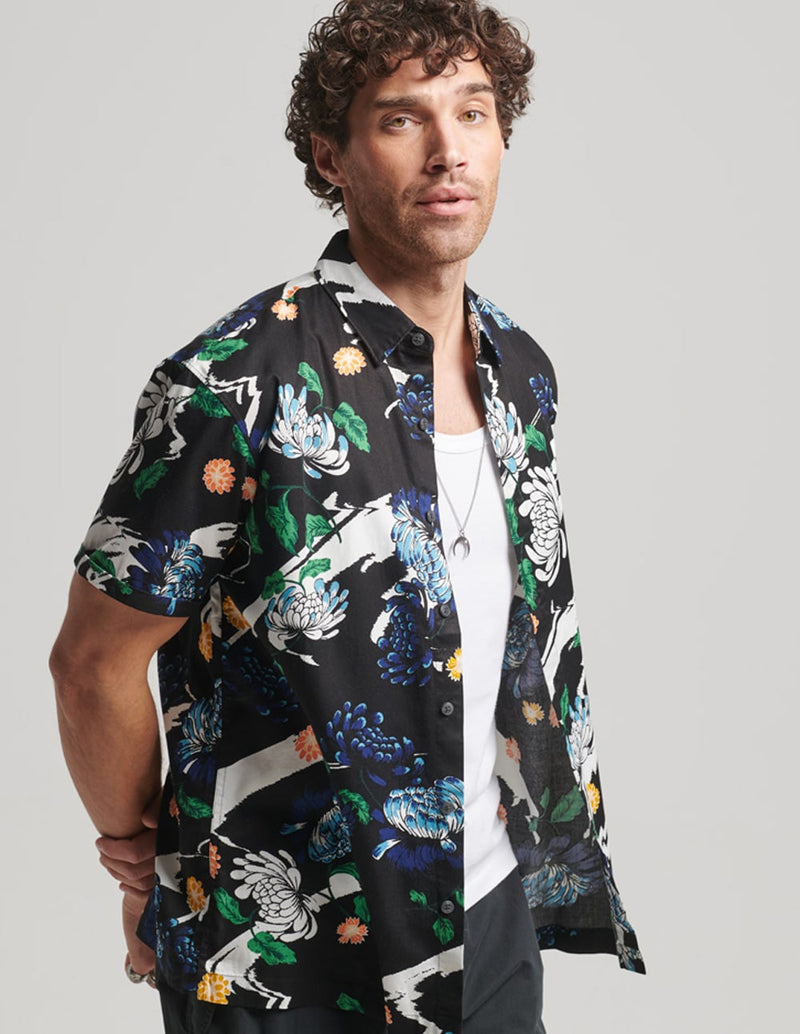 Superdry Men's Black Hawaiian Shirt