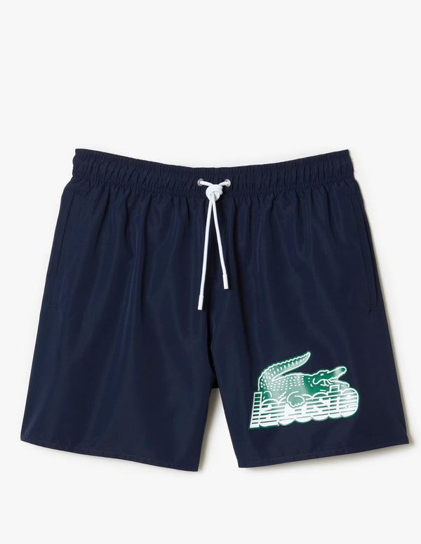 Bañador Lacoste con Logo Grande Azul Marino Hombre