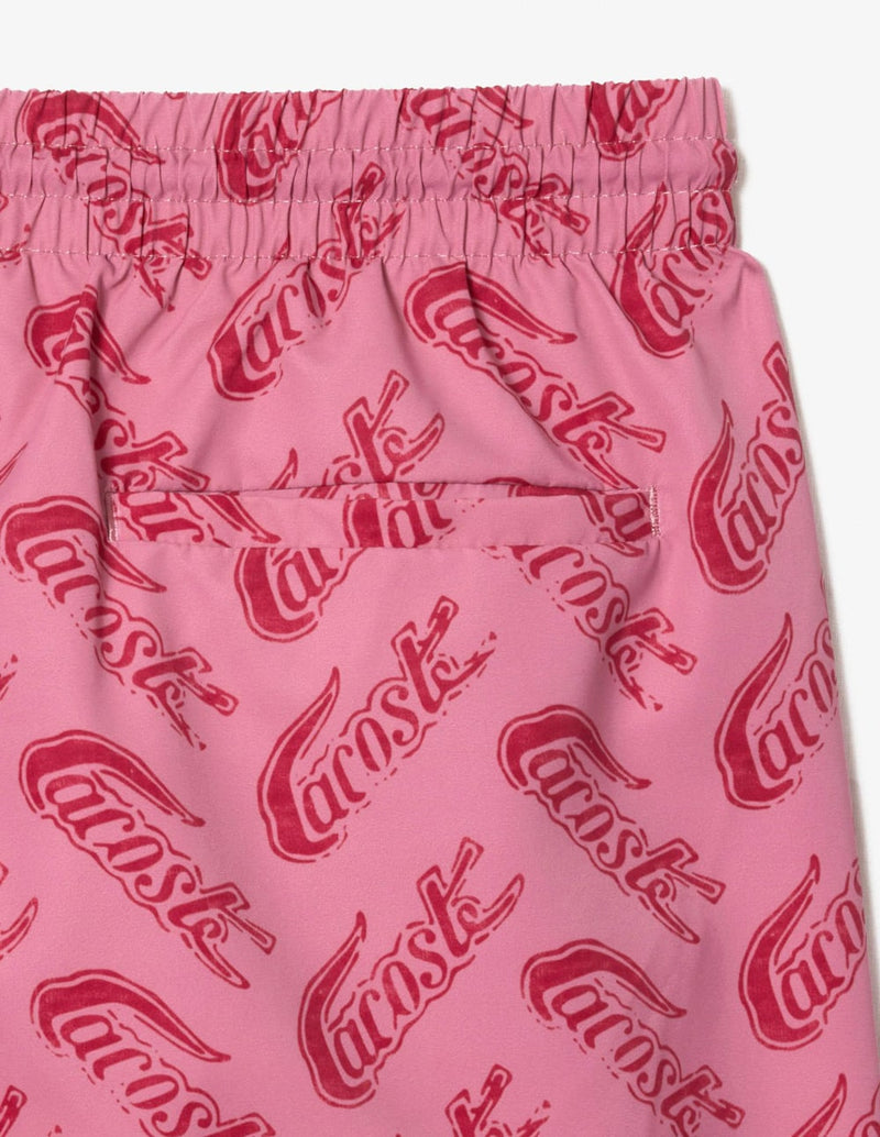 Lacoste Printed Logo Print Swimsuit Pink Men