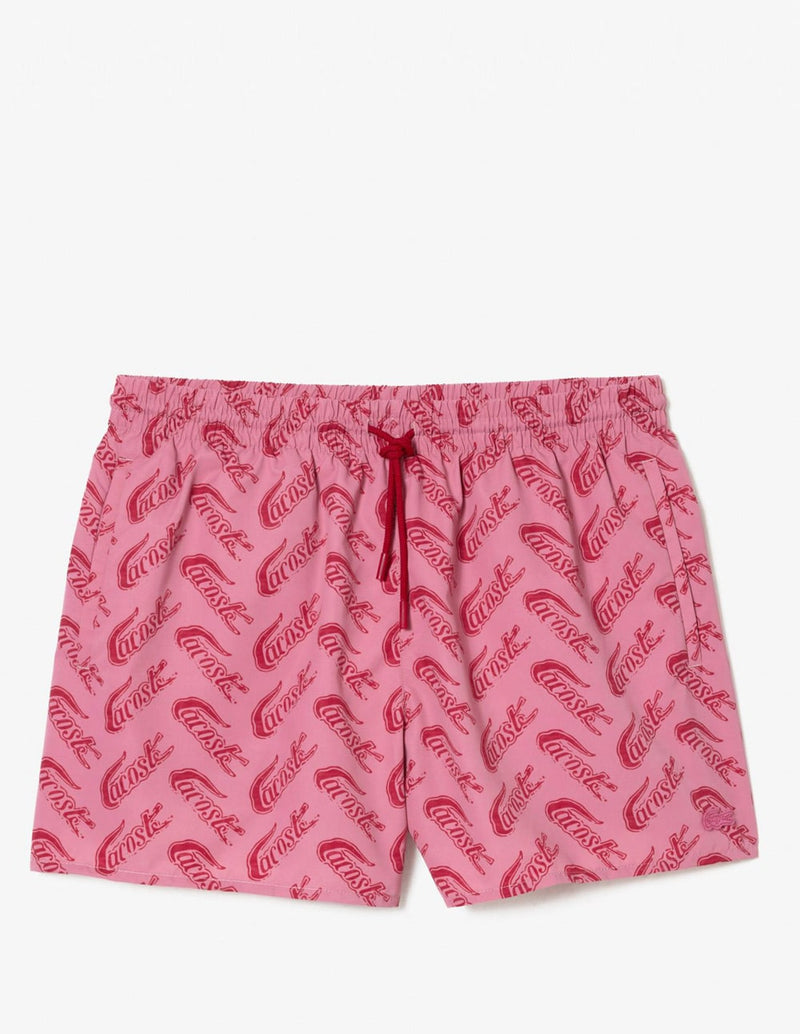 Lacoste Printed Logo Print Swimsuit Pink Men