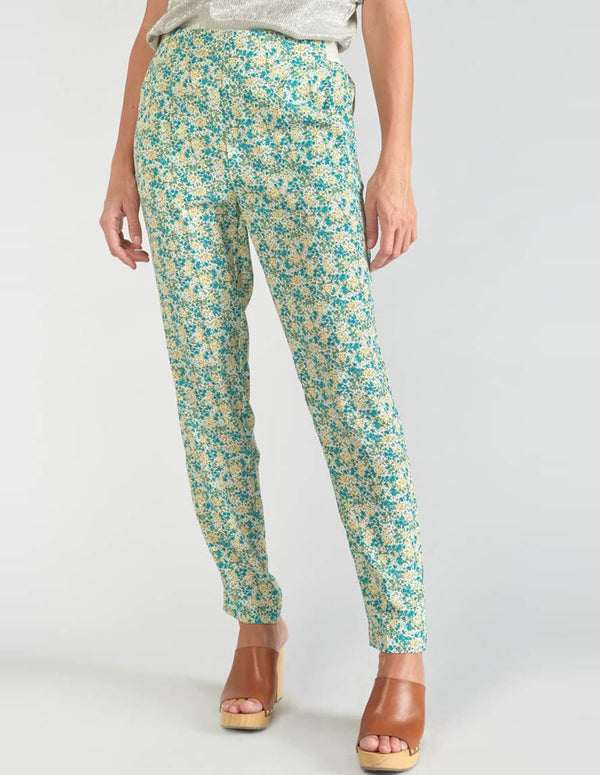 Le Temps des Cerises Rani Women's Blue Floral Print Trousers