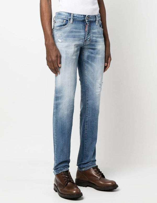 Pantalón Vaquero Dsquared2 con Logo Bordado Azul Hombre