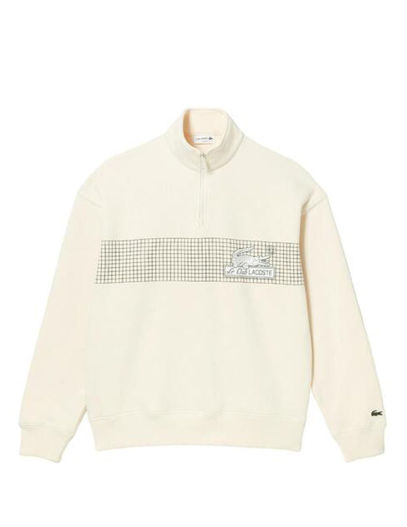 Sudadera Lacoste Half Zip con Logo Blanca Hombre