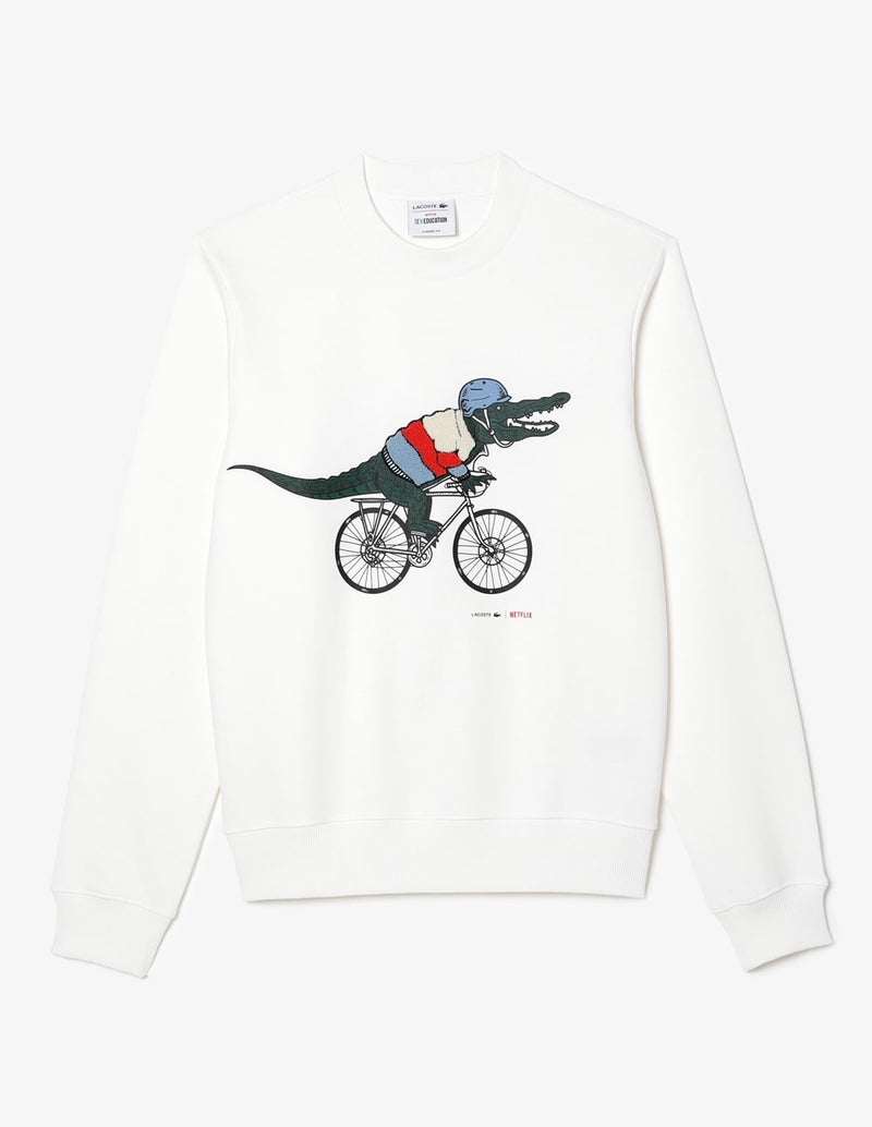 Sudadera Lacoste x Netflix Sex Education Blanca Hombre