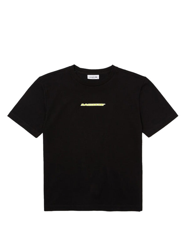 Camiseta Lacoste con Logo Negra Mujer