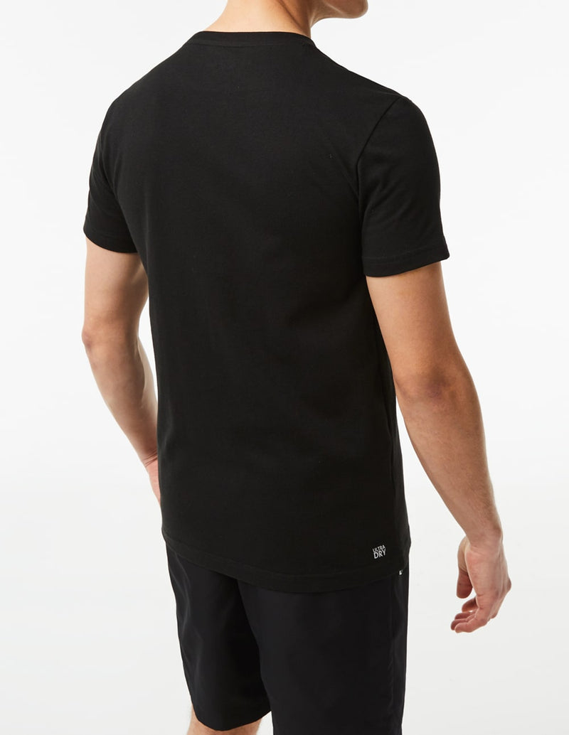 Camiseta Lacoste con Cocodrilo Estampado en 3D Negra Hombre