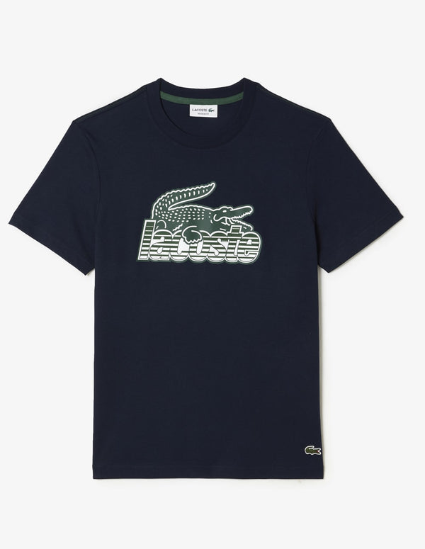 Camiseta Lacoste con Estampado Azul Marino Hombre