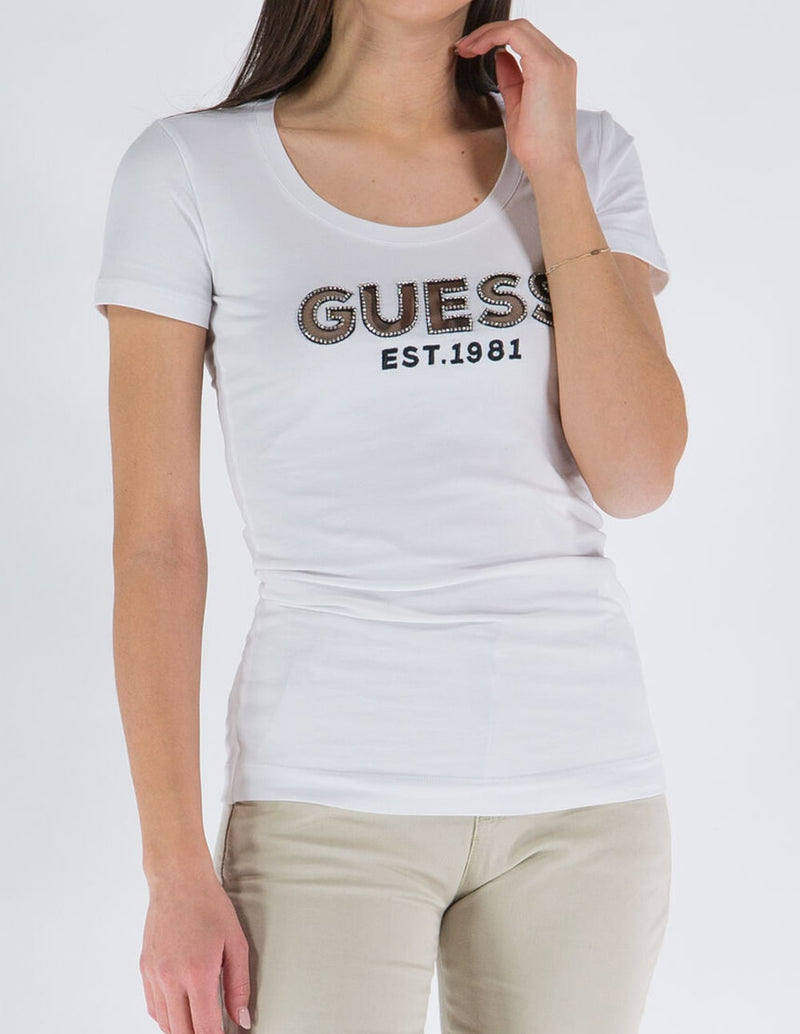 Camiseta GUESS con Logo Blanca Mujer