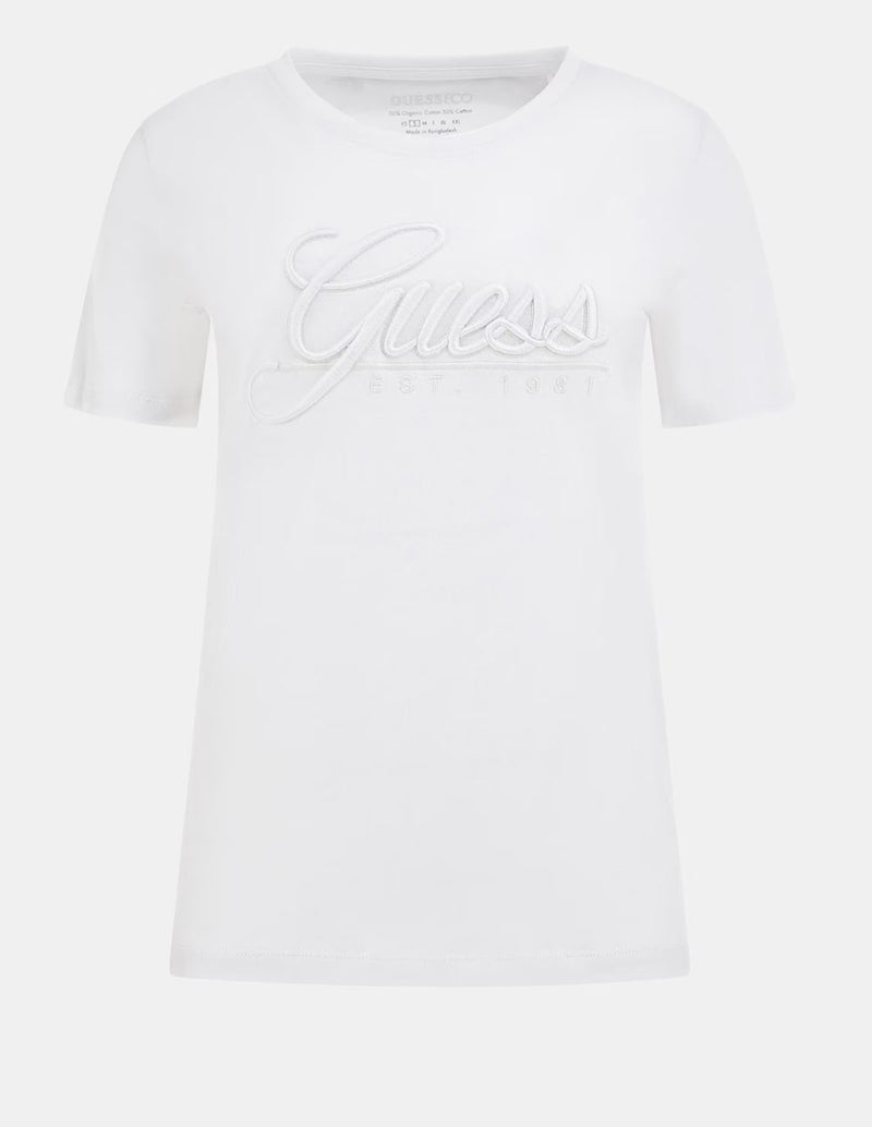 Camiseta GUESS con Logo Frontal Blanco Mujer