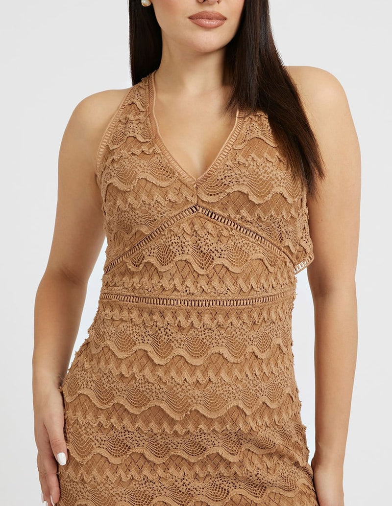 Vestido GUESS con Bordados Marrón Mujer