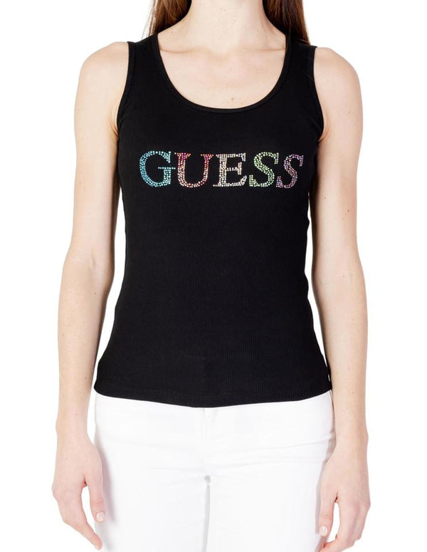 Camiseta de Tirantes GUESS con Logo Negra Mujer