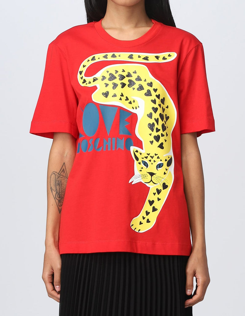 Camiseta Love Moschino con Estampado Roja Mujer