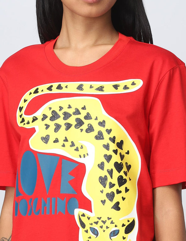 Camiseta Love Moschino con Estampado Roja Mujer