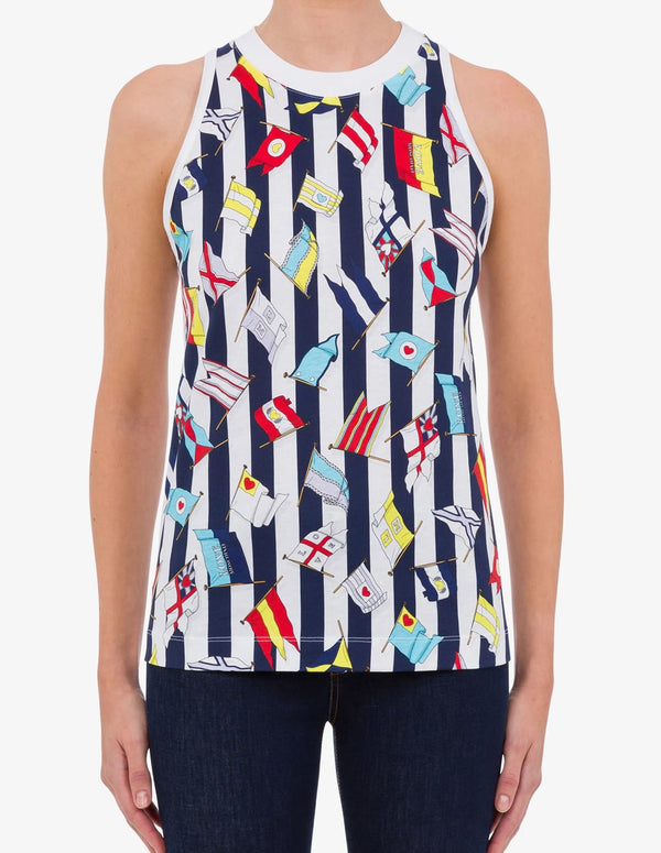 Top Love Moschino de Rayas Blanco y Azul Mujer