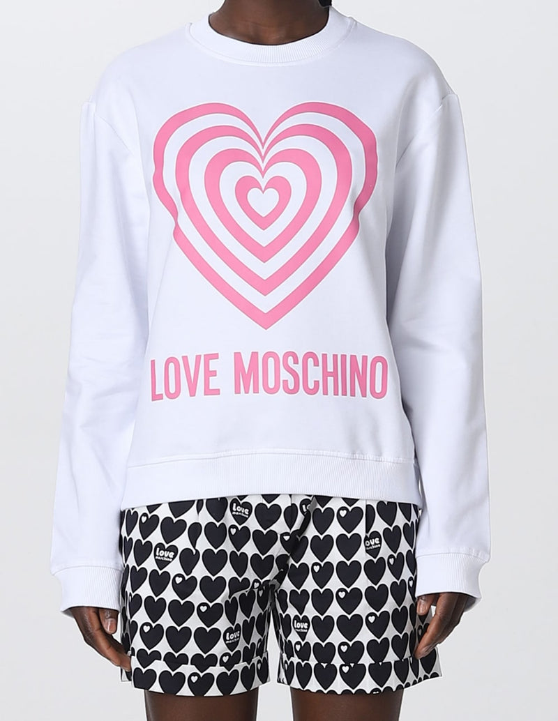 Sudadera Love Moschino con Logo Blanca Mujer
