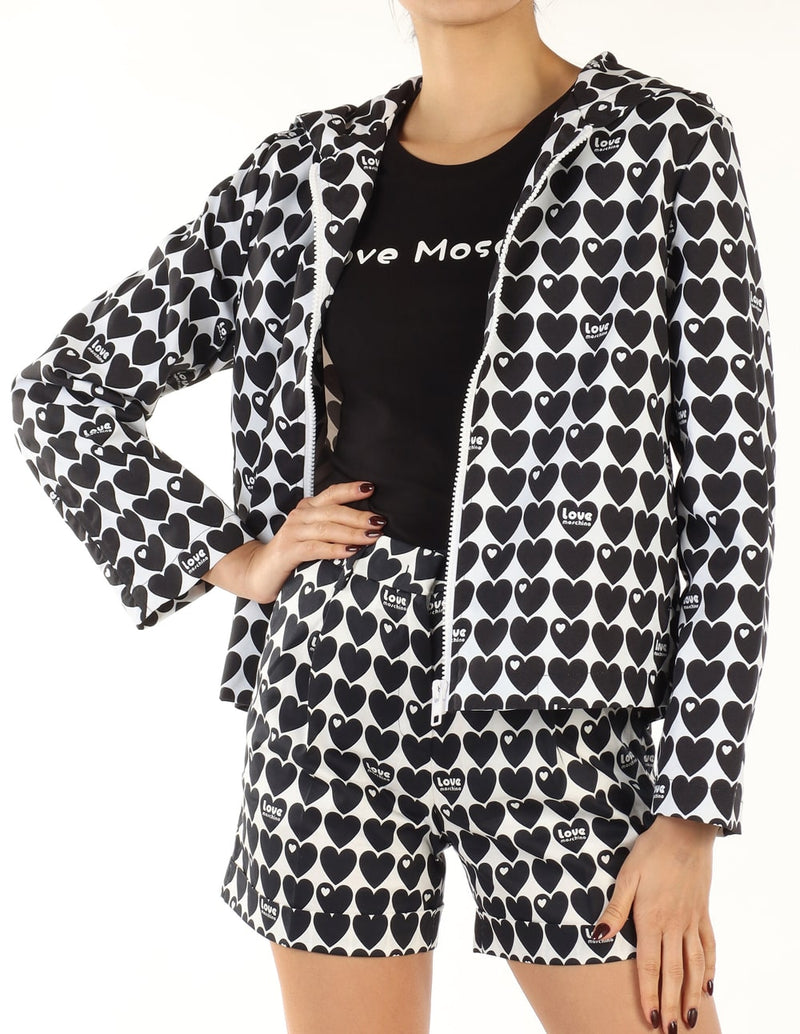 Chaqueta Love Moschino Logo Print Blanca y Negra Mujer