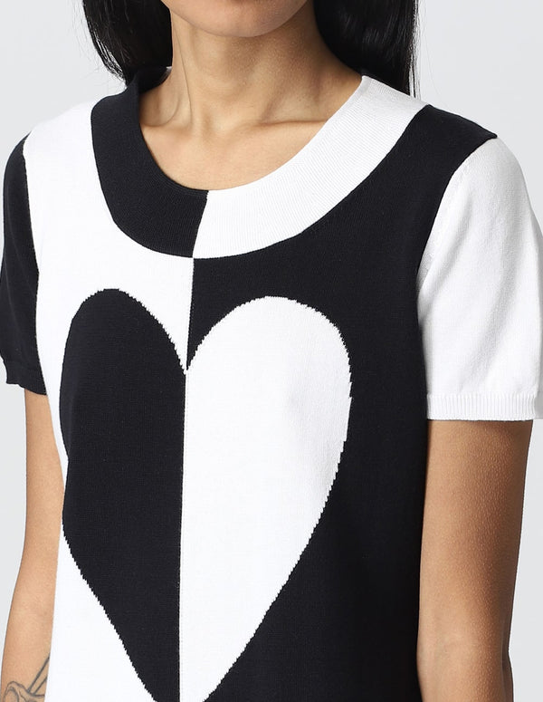 Love Moschino Dress with Logo Black and White Woman