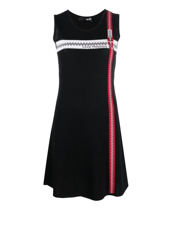 Vestido Love Moschino con Cierre Estampado Negro Mujer