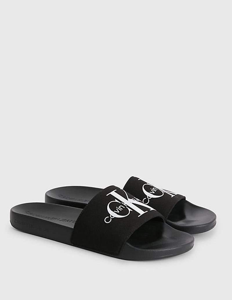 Calvin Klein Jeans Recycled Canvas Sliders Negras Hombre